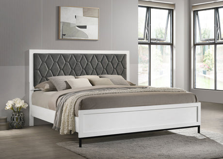 Sonora Eastern King Upholstered Panel Bed White - sold by Home Elegance USA