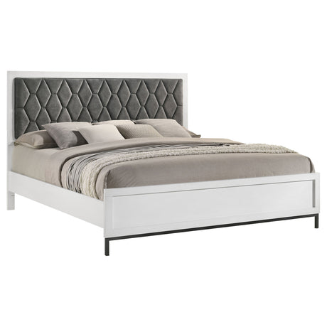 Sonora California King Upholstered Panel Bed White - sold by Home Elegance USA