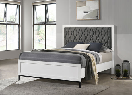 Sonora Queen Upholstered Panel Bed White - sold by Home Elegance USA