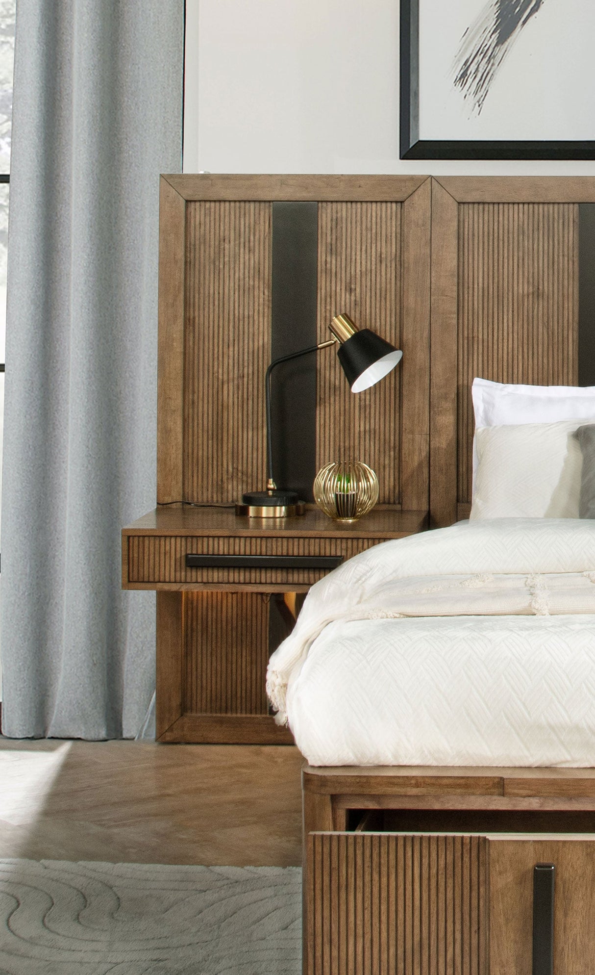 Terrace California King Wall Panel Storage Bed Ash Brown - sold by Home Elegance USA