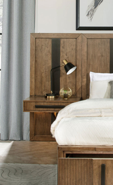 Terrace California King Wall Panel Storage Bed Ash Brown - sold by Home Elegance USA