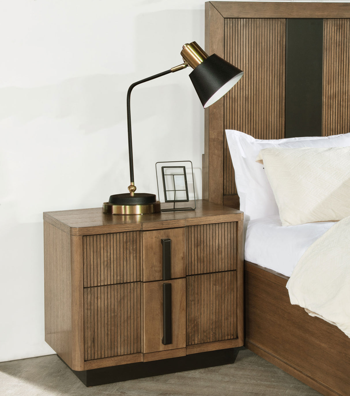 Terrace 2-drawer Nightstand Bedside Table Ash Brown - Home Elegance USA