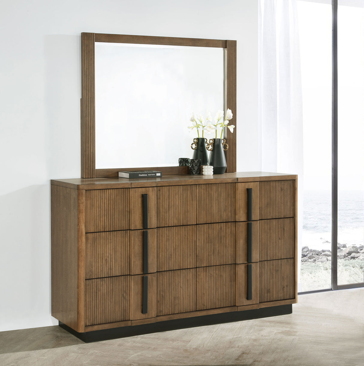 Terrace 6-drawer Dresser and Mirror Ash Brown - Home Elegance USA