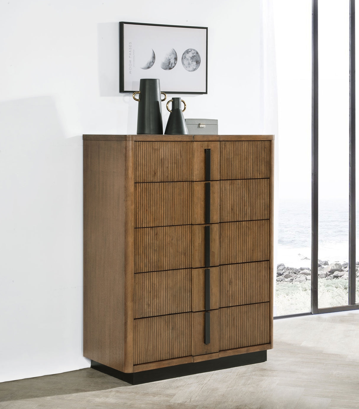 Terrace 5-drawer Chest of Drawers Ash Brown - Home Elegance USA