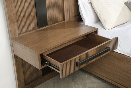 Terrace 2-piece Wall Panel with Nightstand Set Ash Brown - sold by Home Elegance USA