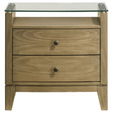 Granada 2-drawer Glass Top Nightstand Natural Pine - Home Elegance USA
