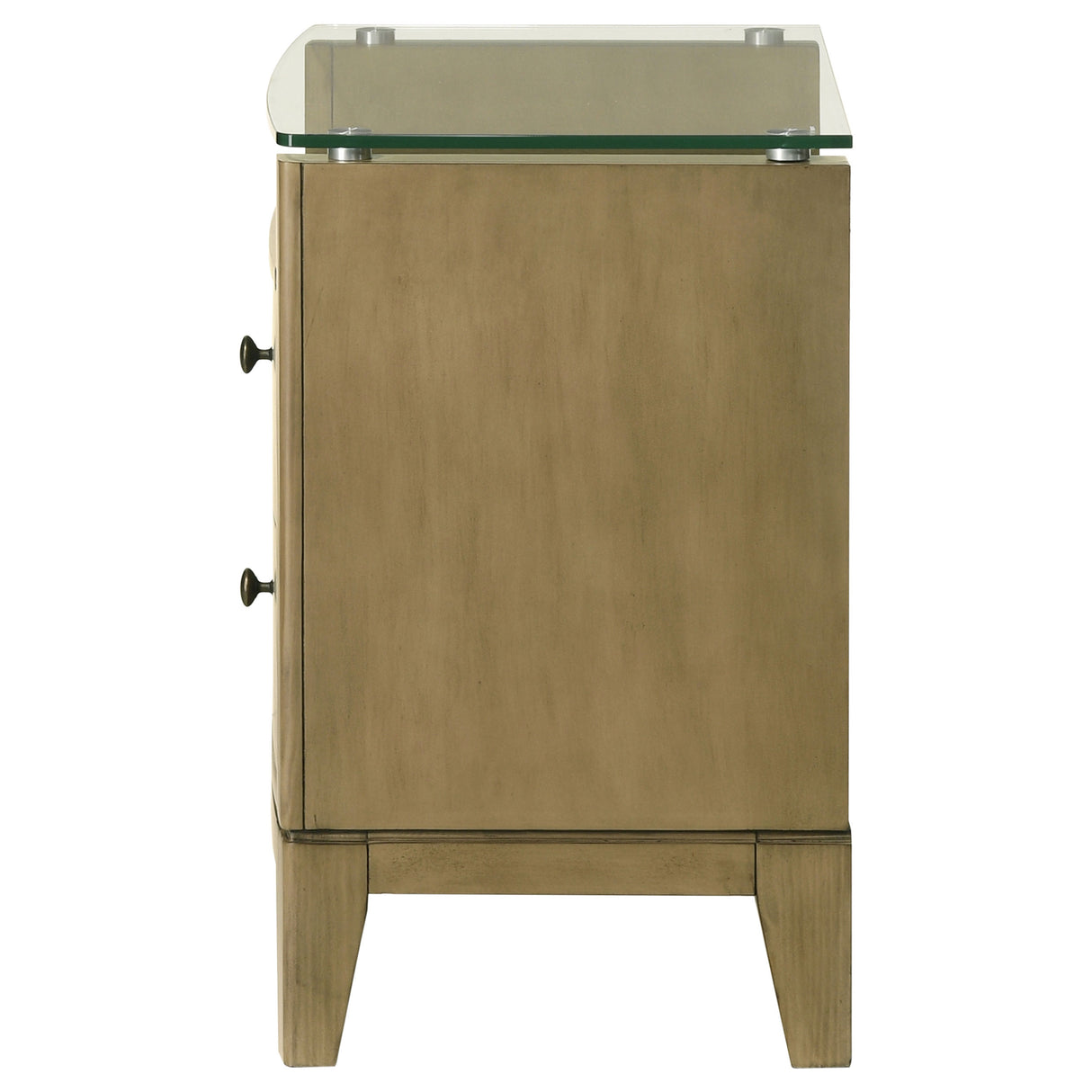 Granada 2-drawer Glass Top Nightstand Natural Pine - Home Elegance USA