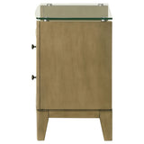 Granada 2-drawer Glass Top Nightstand Natural Pine - Home Elegance USA