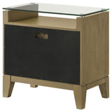 Granada 2-drawer Glass Top Nightstand Natural Pine - Home Elegance USA