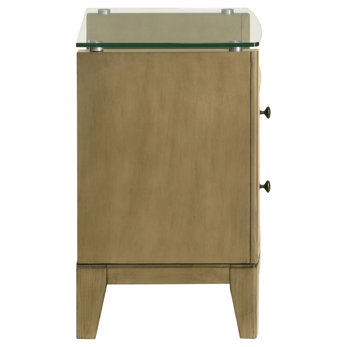 Granada 2-drawer Glass Top Nightstand Natural Pine - Home Elegance USA