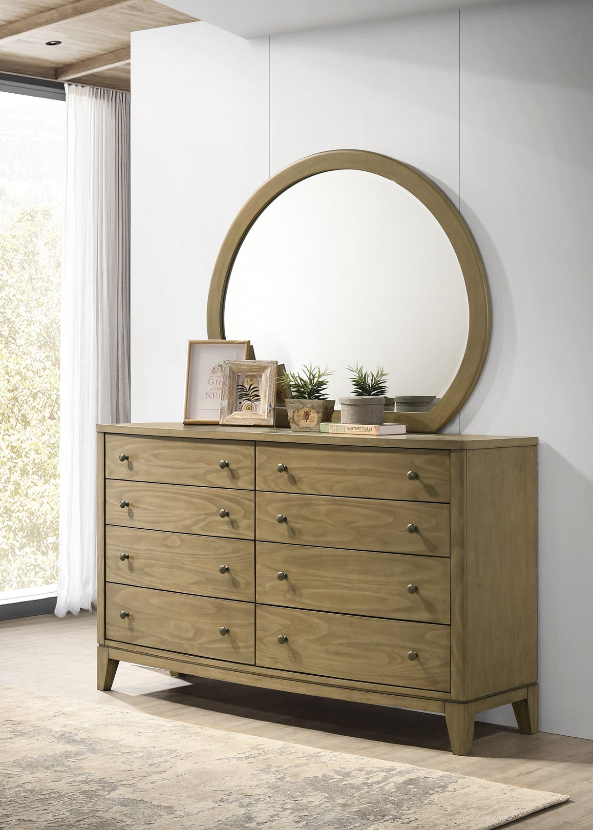 Granada 8-drawer Dresser and Mirror Natural Pine - Home Elegance USA