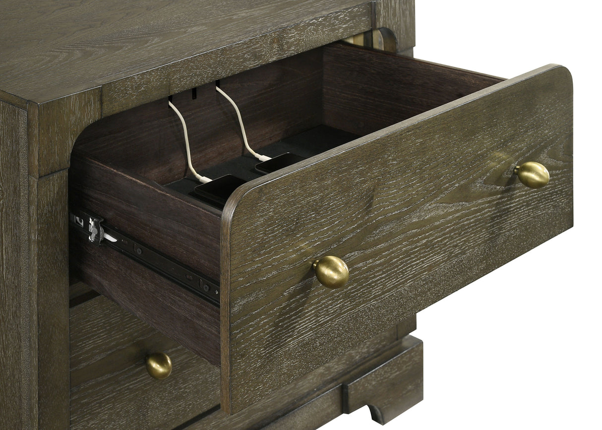 Gran Park 2-drawer Nightstand Bedside Table Dark Cocoa - Home Elegance USA