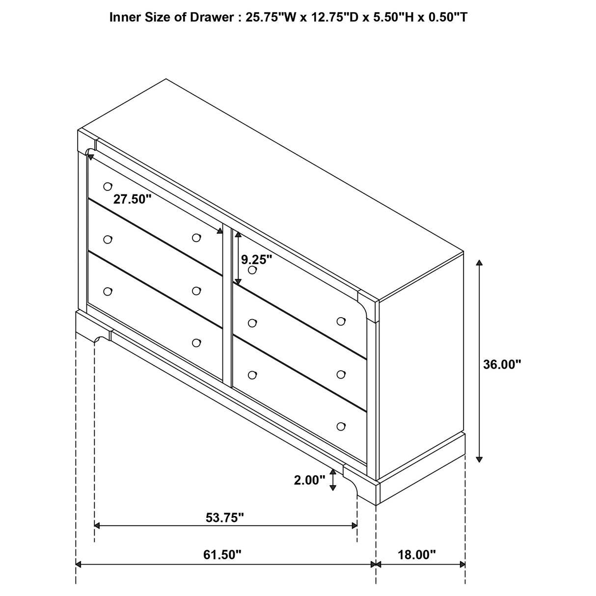 Gran Park 6-drawer Dresser Cabinet Dark Cocoa - Home Elegance USA