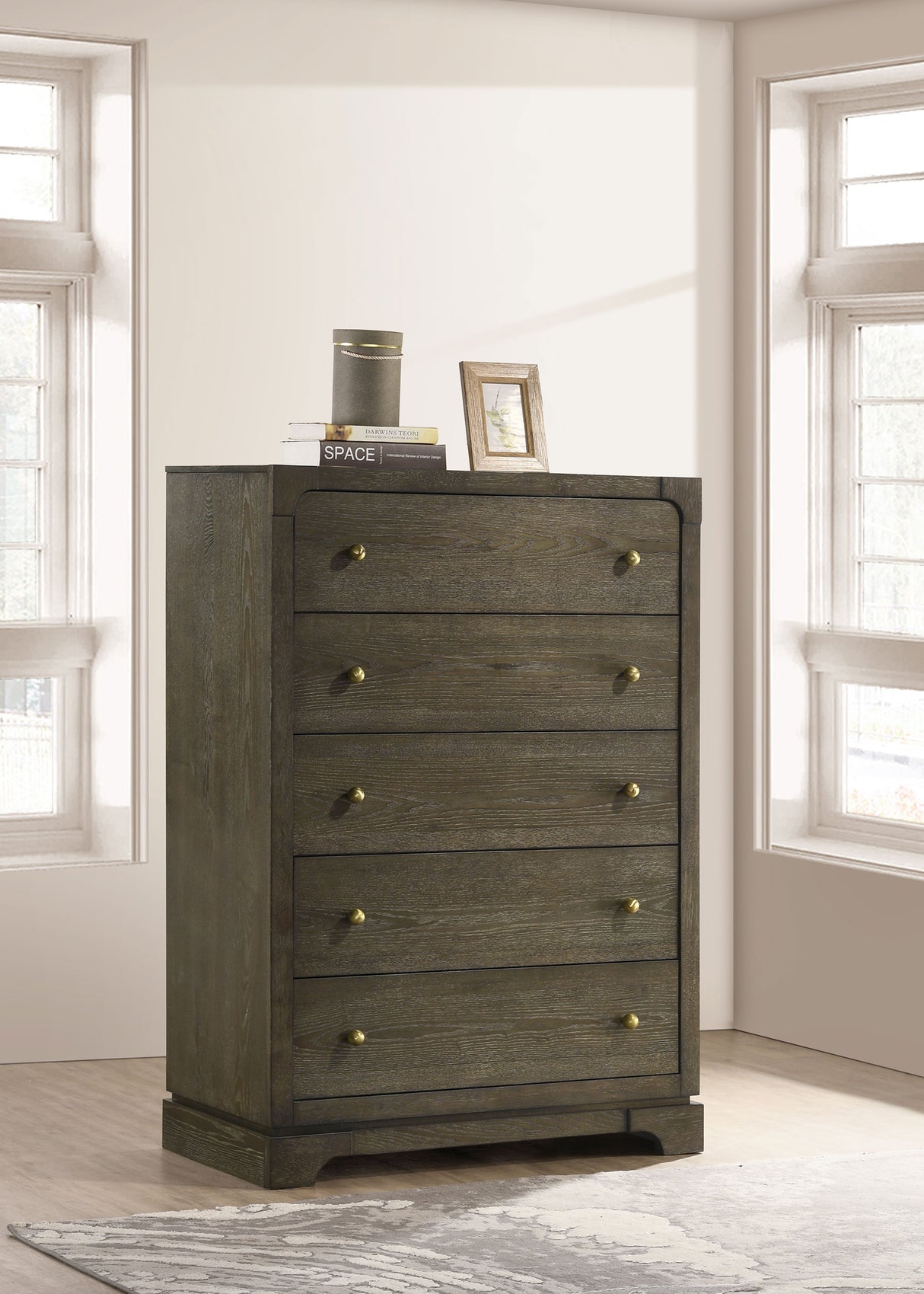 Gran Park 5-drawer Bedroom Chest of Drawers Dark Cocoa - Home Elegance USA