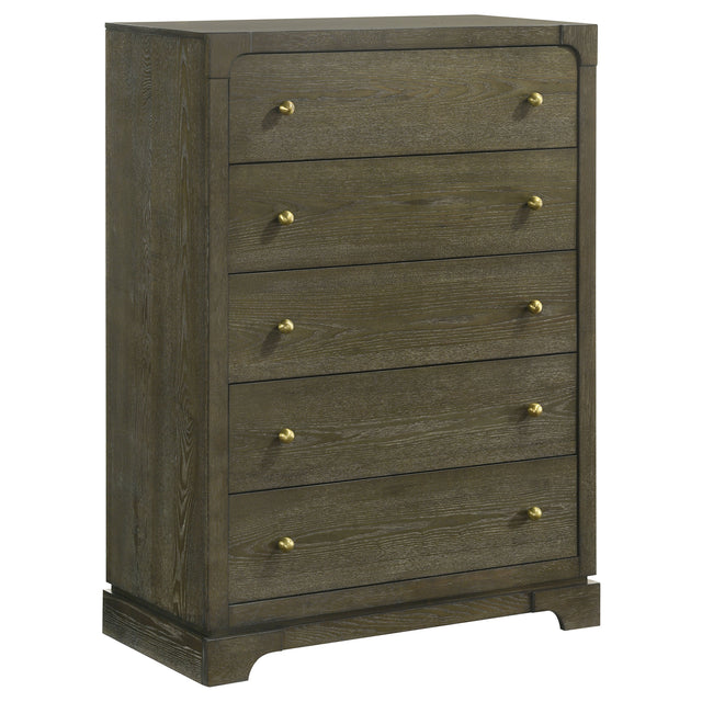 Gran Park 5-drawer Bedroom Chest of Drawers Dark Cocoa - Home Elegance USA