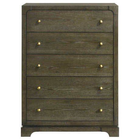 Gran Park 5-drawer Bedroom Chest of Drawers Dark Cocoa - Home Elegance USA