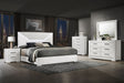 Ives 5-piece Eastern King Bedroom Set White High Gloss - sold by Home Elegance USA