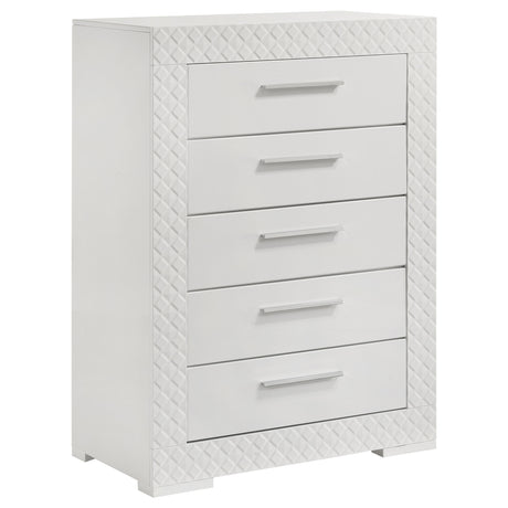 Ives 5-piece Eastern King Bedroom Set White High Gloss - sold by Home Elegance USA