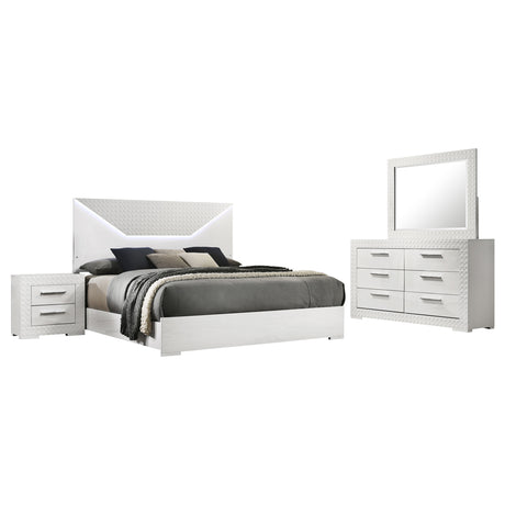 Ives 4-piece Queen Bedroom Set White High Gloss - sold by Home Elegance USA