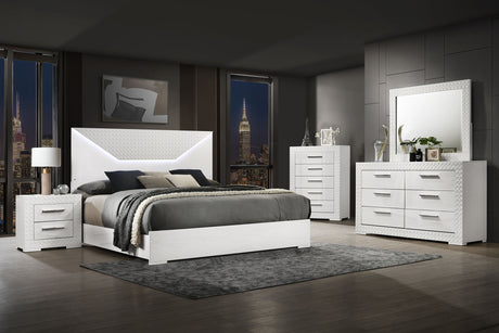 Ives 5-piece Queen Bedroom Set White High Gloss - sold by Home Elegance USA