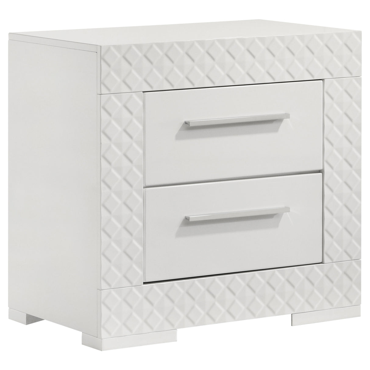 Ives 2-drawer Nightstand Bedside Table White High Gloss - Home Elegance USA