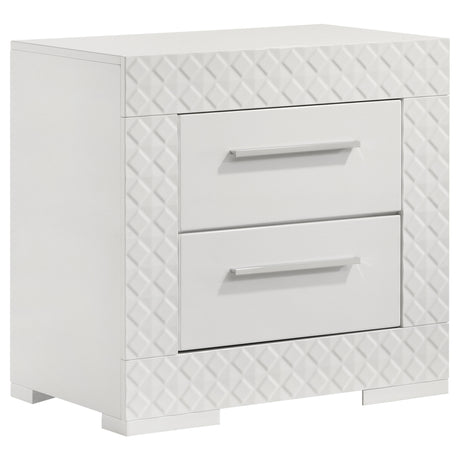 Ives 2-drawer Nightstand Bedside Table White High Gloss - Home Elegance USA