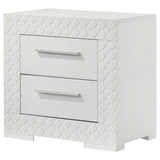 Ives 2-drawer Nightstand Bedside Table White High Gloss - Home Elegance USA