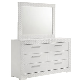 Ives 6-drawer Dresser and Mirror White High Gloss - Home Elegance USA
