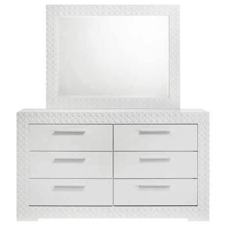 Ives 6-drawer Dresser and Mirror White High Gloss - Home Elegance USA