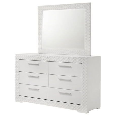 Ives 6-drawer Dresser and Mirror White High Gloss - Home Elegance USA