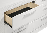 Ives 6-drawer Dresser and Mirror White High Gloss - Home Elegance USA