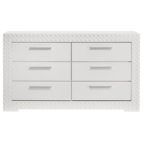 Ives 6-drawer Dresser Cabinet White High Gloss - Home Elegance USA