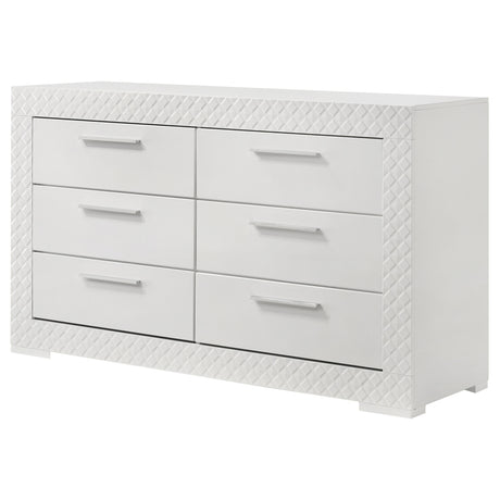 Ives 6-drawer Dresser Cabinet White High Gloss - Home Elegance USA