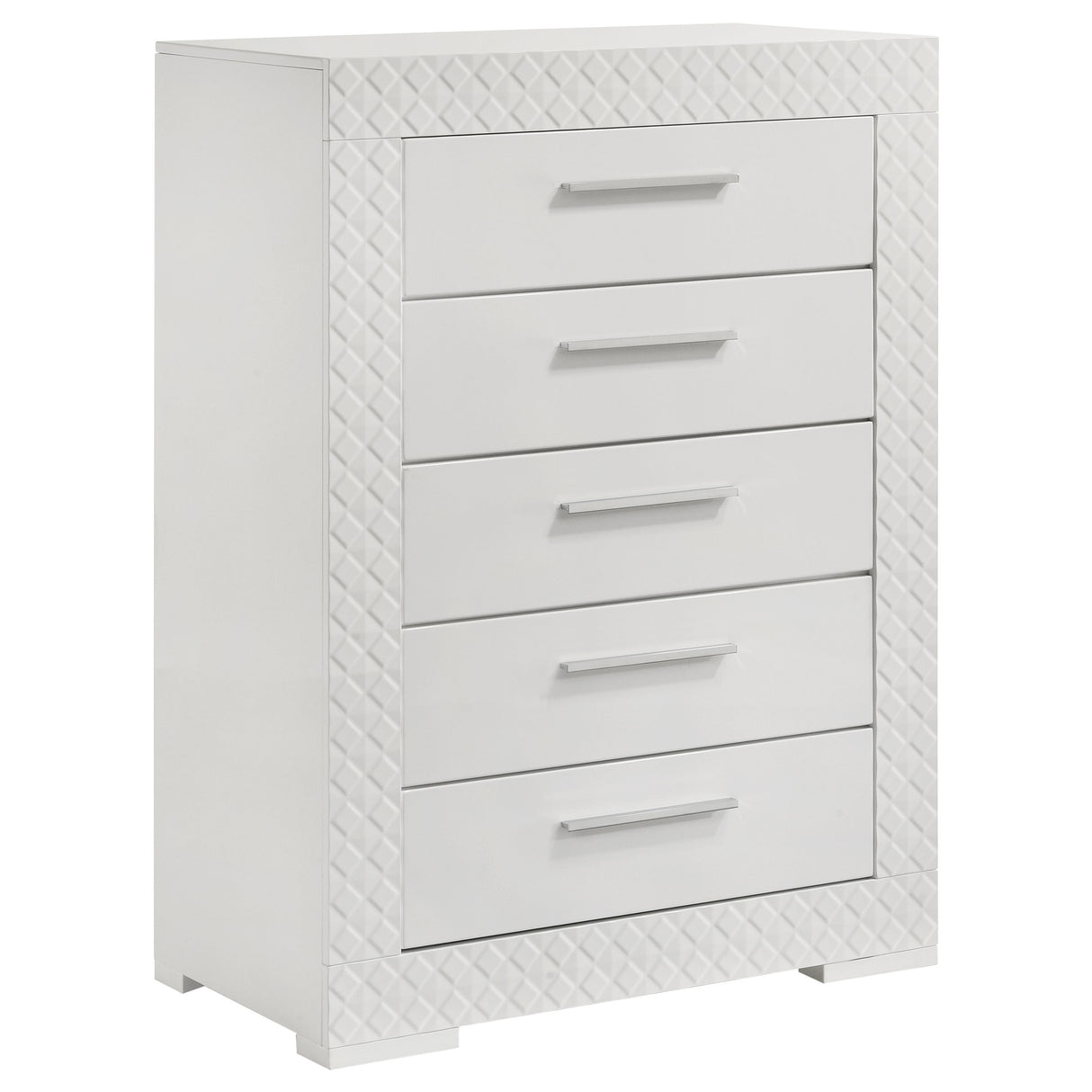 Ives 5-drawer Bedroom Chest of Drawers White High Gloss - Home Elegance USA