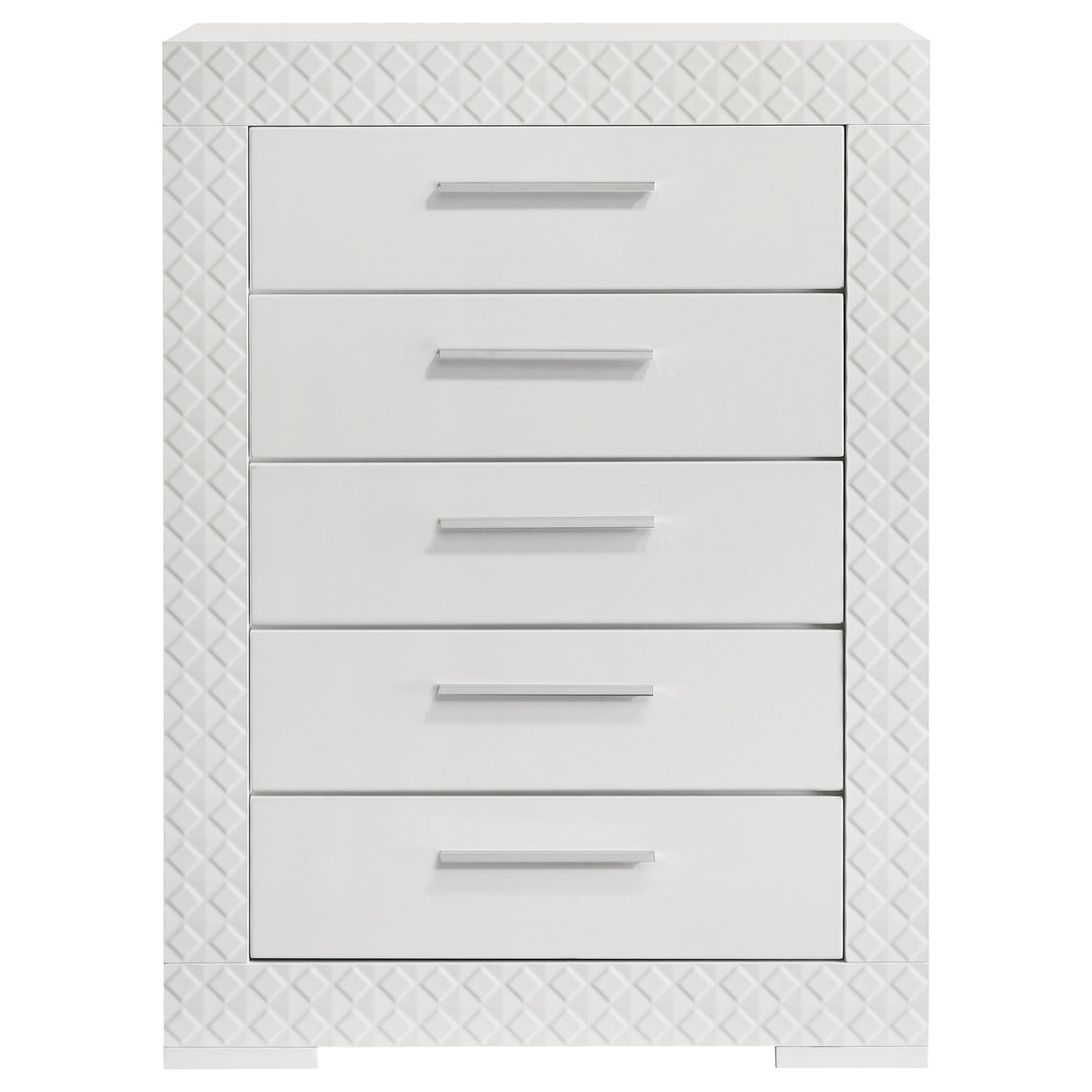 Ives 5-drawer Bedroom Chest of Drawers White High Gloss - Home Elegance USA