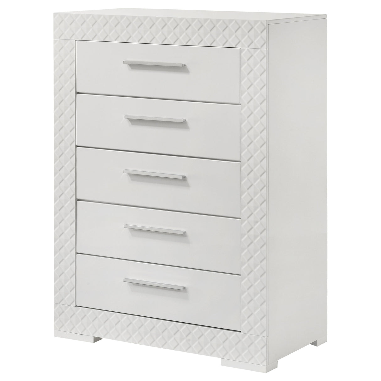 Ives 5-drawer Bedroom Chest of Drawers White High Gloss - Home Elegance USA