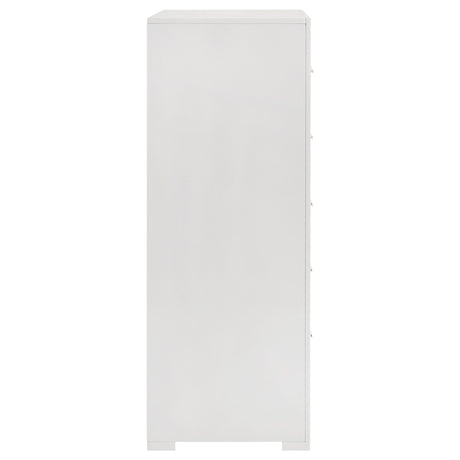 Ives 5-drawer Bedroom Chest of Drawers White High Gloss - Home Elegance USA