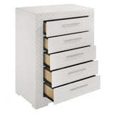 Ives 5-drawer Bedroom Chest of Drawers White High Gloss - Home Elegance USA