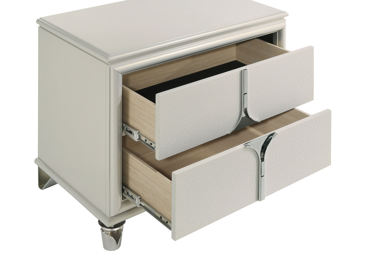 Olivia 2-drawer Nightstand Bedside Table Pearl White - Home Elegance USA