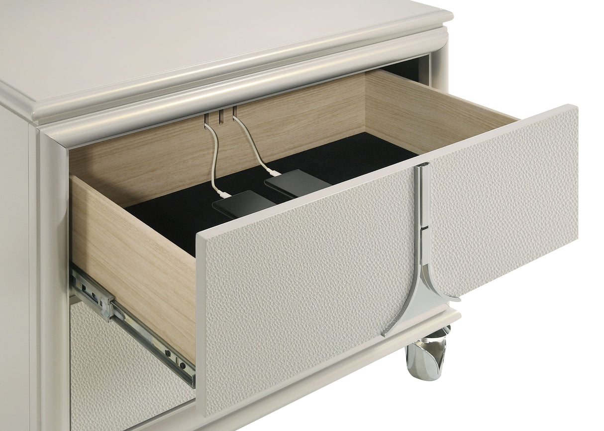 Olivia 2-drawer Nightstand Bedside Table Pearl White - Home Elegance USA