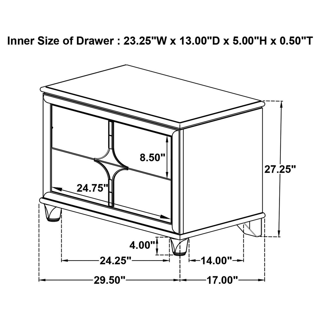 Olivia 2-drawer Nightstand Bedside Table Pearl White - Home Elegance USA
