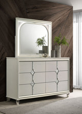 Olivia 6-drawer Dresser and LED Mirror Pearl White - Home Elegance USA