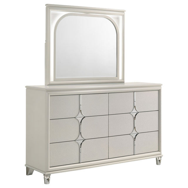 Olivia 6-drawer Dresser and LED Mirror Pearl White - Home Elegance USA