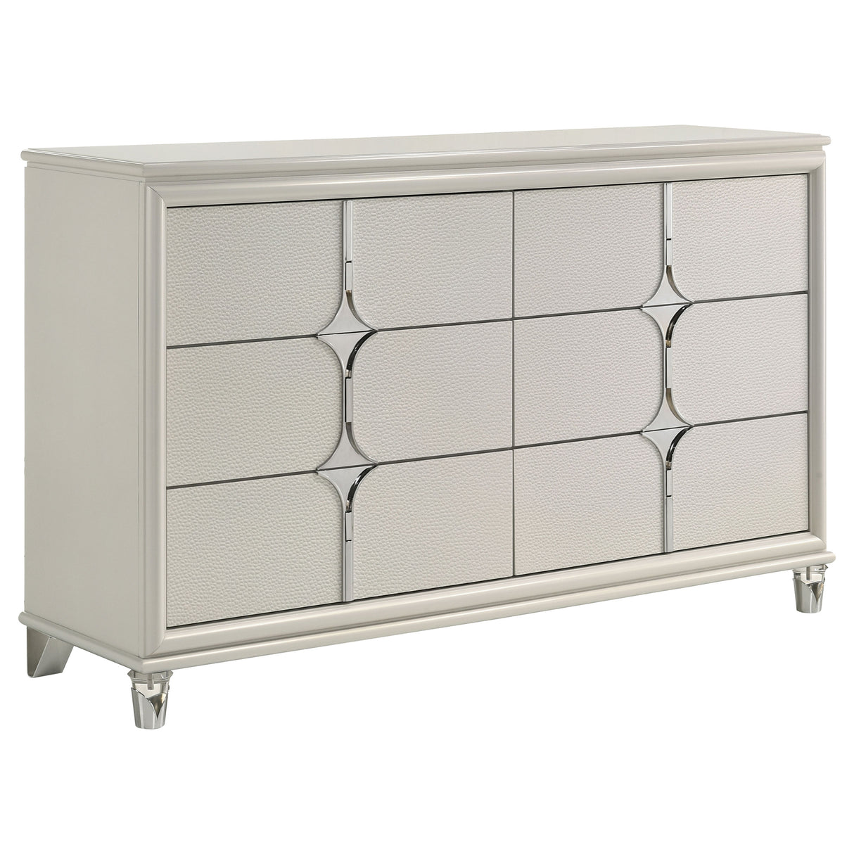 Olivia 6-drawer Dresser Cabinet Pearl White - Home Elegance USA