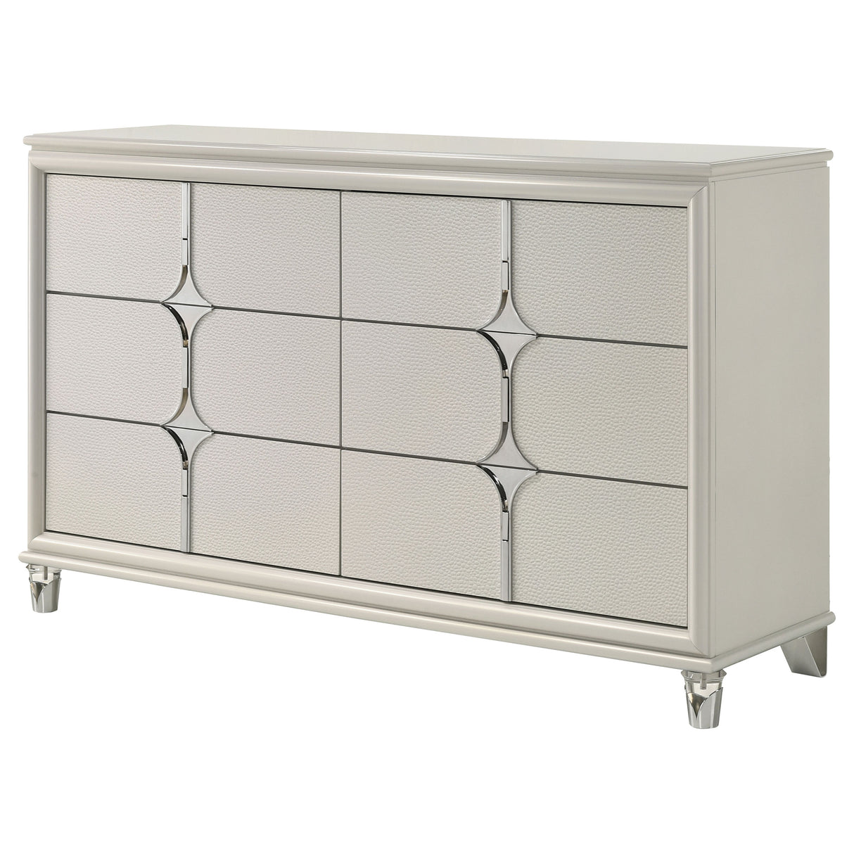 Olivia 6-drawer Dresser Cabinet Pearl White - Home Elegance USA