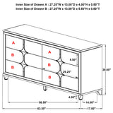 Olivia 6-drawer Dresser Cabinet Pearl White - Home Elegance USA