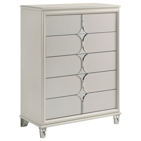 Olivia 5-drawer Bedroom Chest of Drawers Pearl White - Home Elegance USA