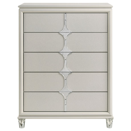 Olivia 5-drawer Bedroom Chest of Drawers Pearl White - Home Elegance USA