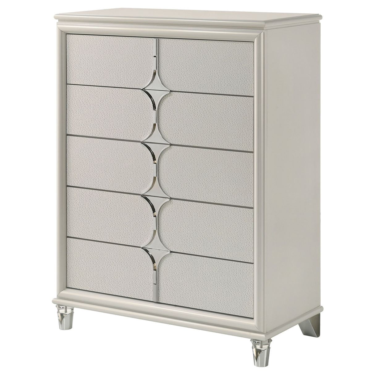 Olivia 5-drawer Bedroom Chest of Drawers Pearl White - Home Elegance USA