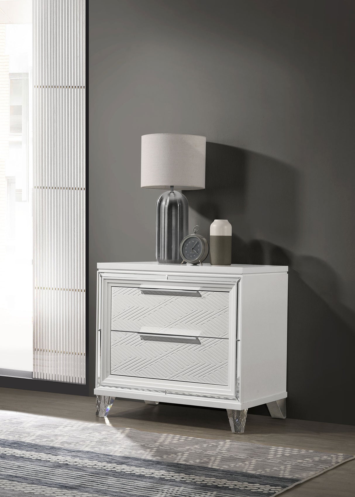 Marmore 2-drawer Nightstand Bedside Table White - Home Elegance USA